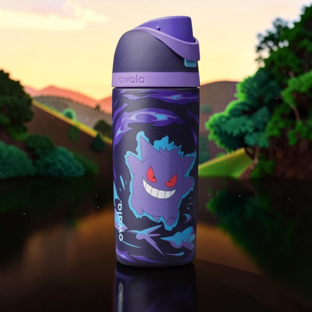 Owala FreeSip Pokemon Gengar Water Bottle Insulated Stainless Steel Purple Black
